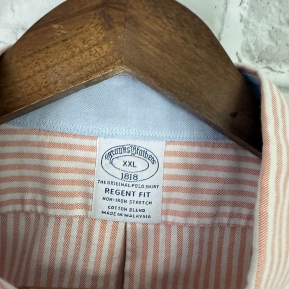 Brooks Brothers Light Orange Vertical Striped Flip Cuff Dress Shirt Mens 2XL - Picture 5 of 9
